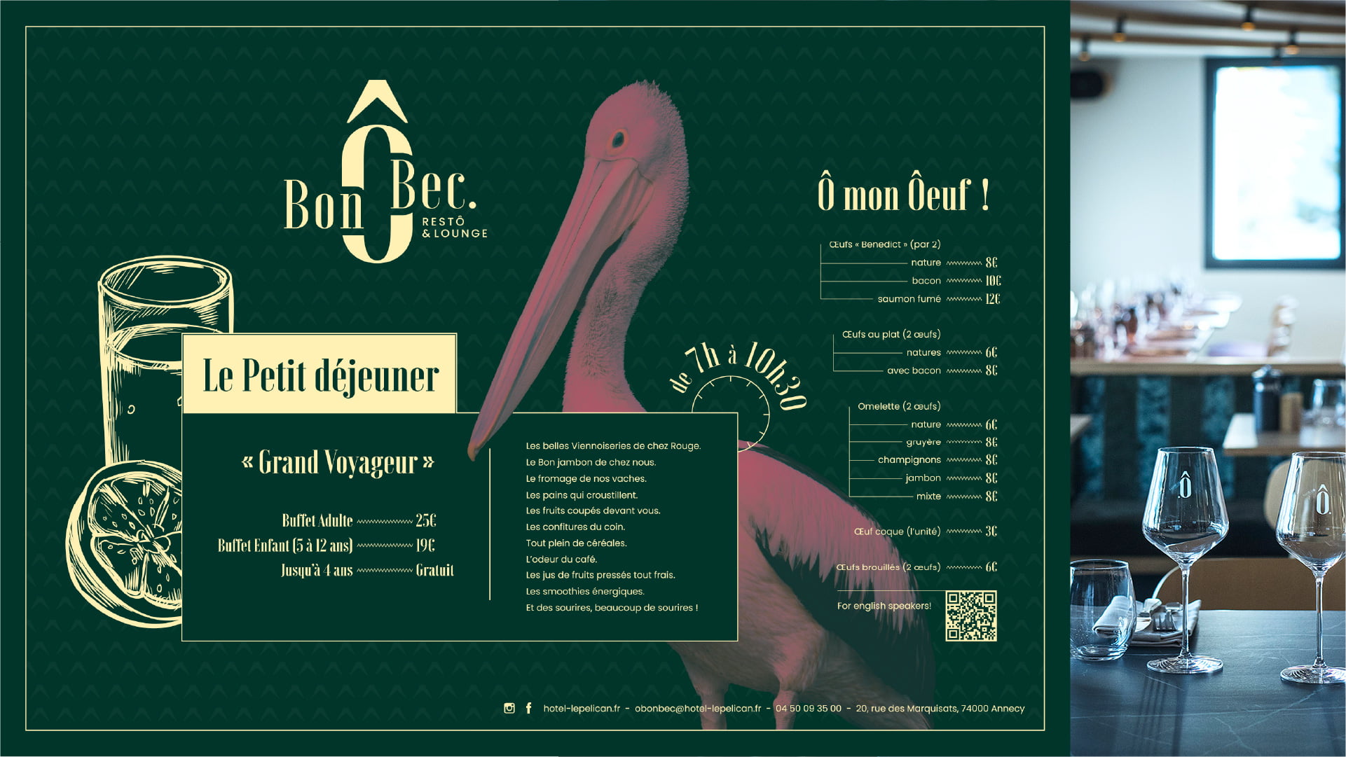 logo restaurant o bon bec set table