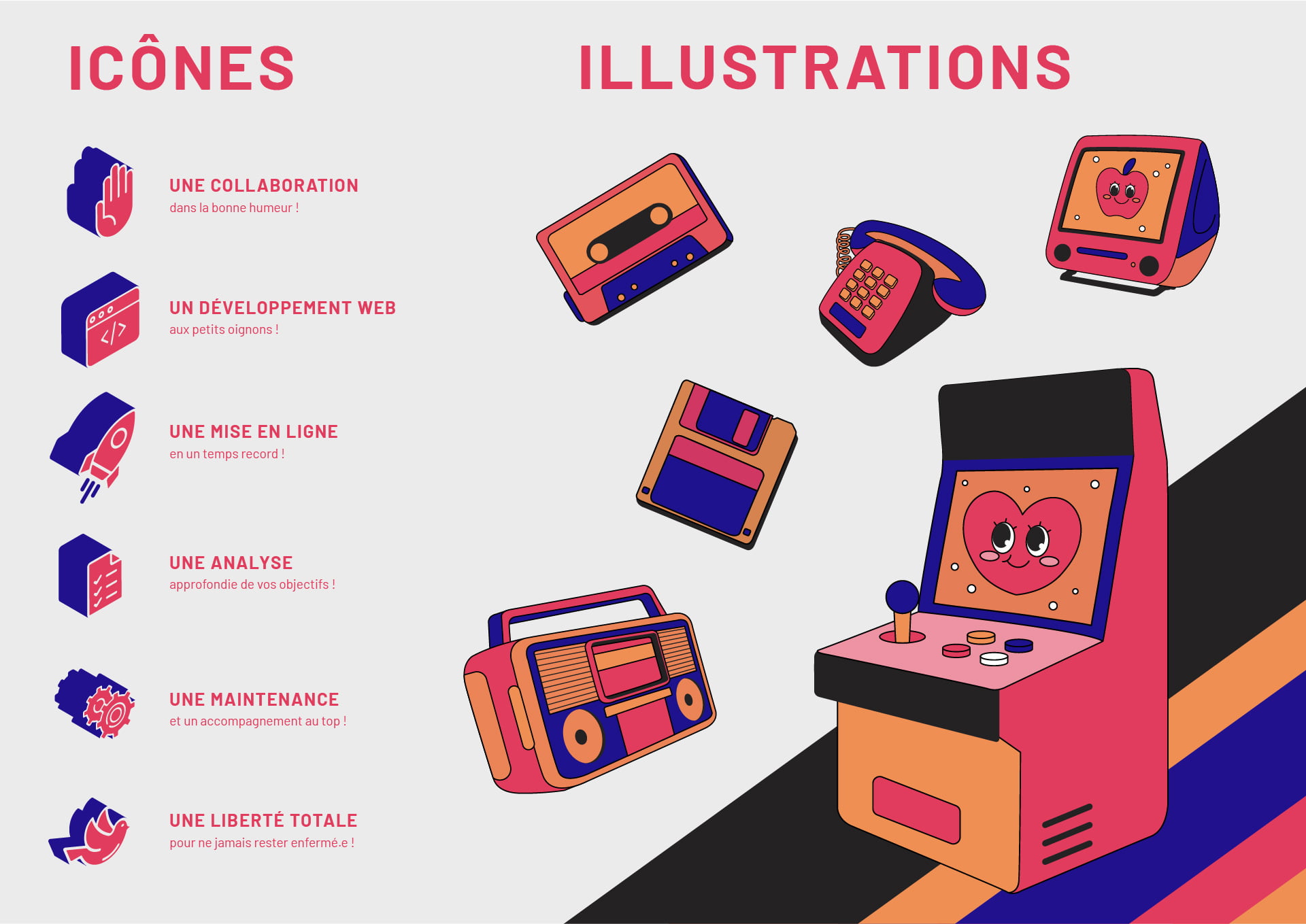 neuf cinq icones illustration