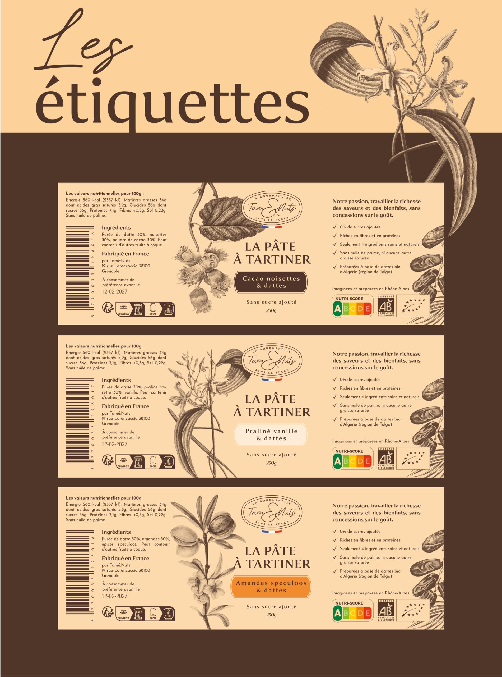 Tam&Nuts - pâte à tartiner - etiquettes