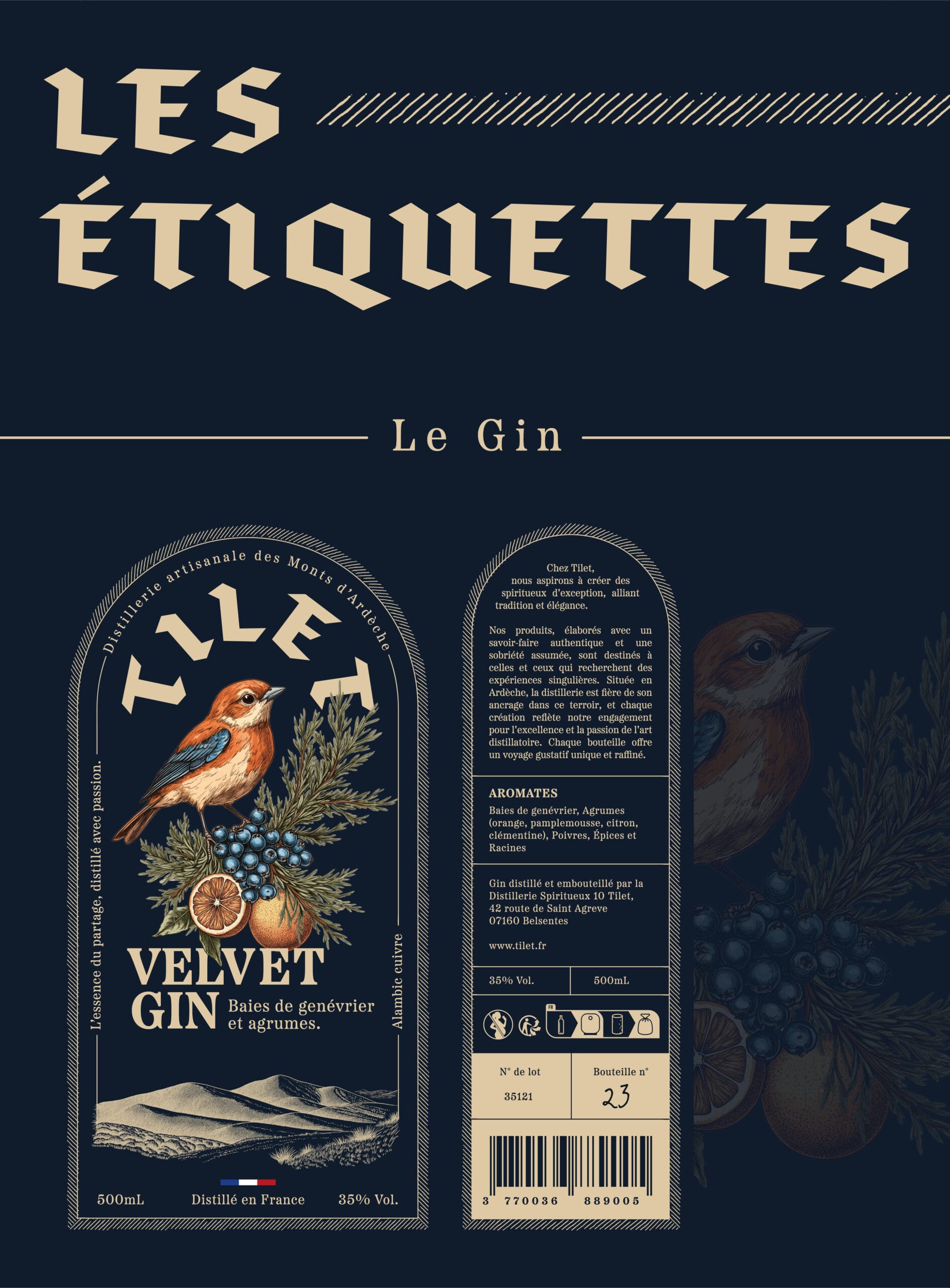 Distillerie Tilet - étiquettes gin tequila